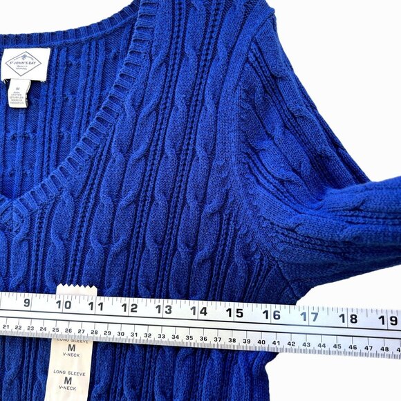 St. John's Bay - women’s V Neck Long Sleeve Pullover Sweater - Blue - Medium - Picture 3 of 12